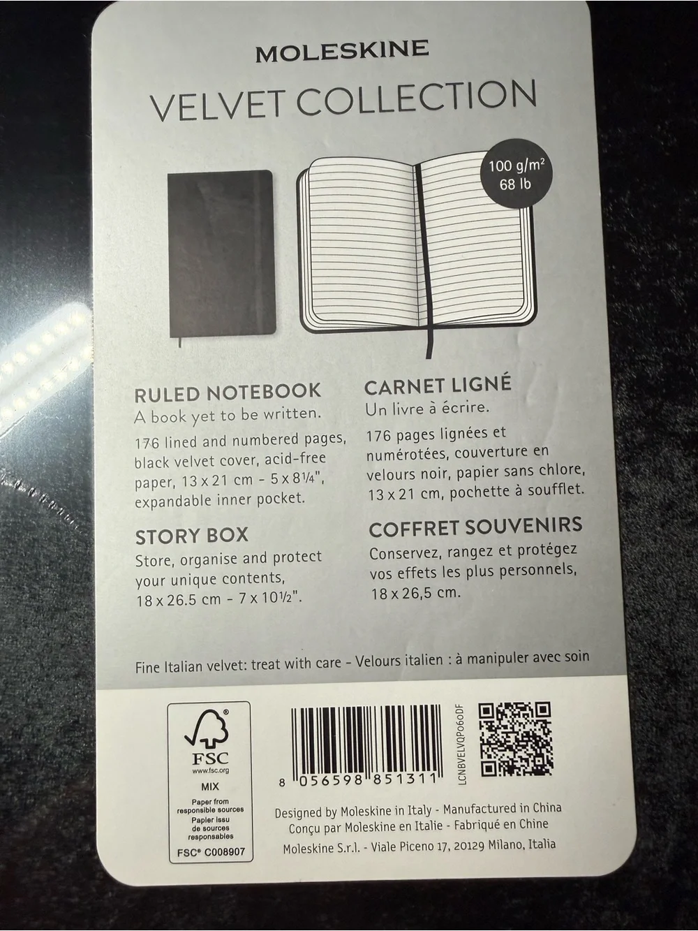Moleskine Velvet Collection Ruled Notebook - Black Velvet